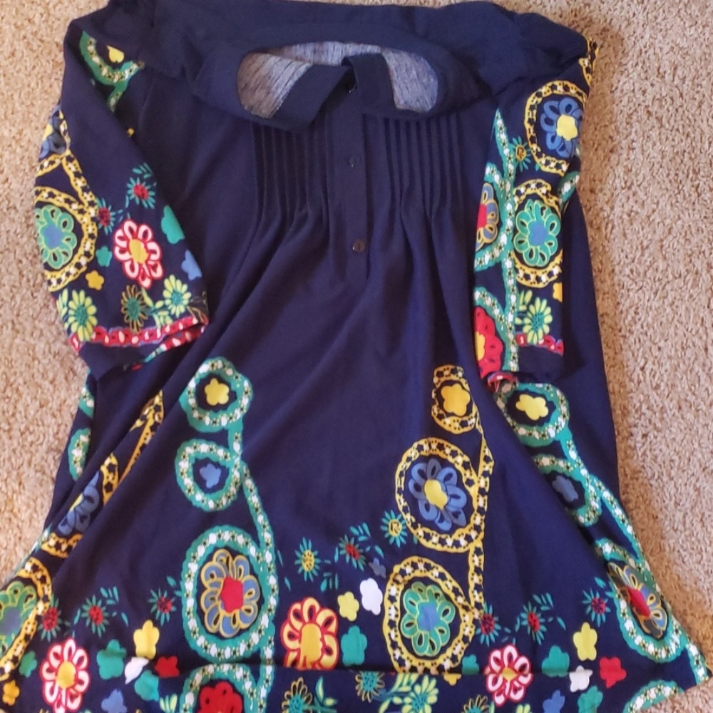 Navy shirt with fun colors